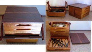 Box for bonsai tools. Stringybark with redgum lid and handle.